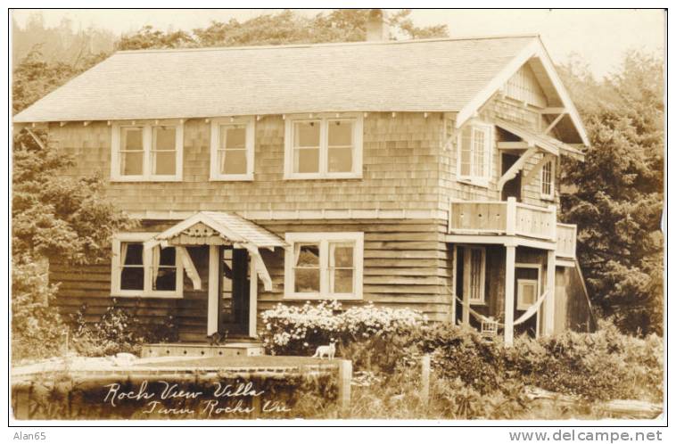 Twin Rocks OR, Rock View Villa On Vintage Real Photo Postcard - Other & Unclassified