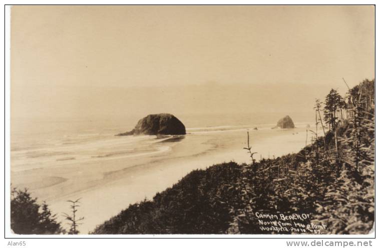 Cannon Beach OR, North From Hug Point On Woodfield Real Photo Postcard, Oregon Coast - Autres & Non Classés