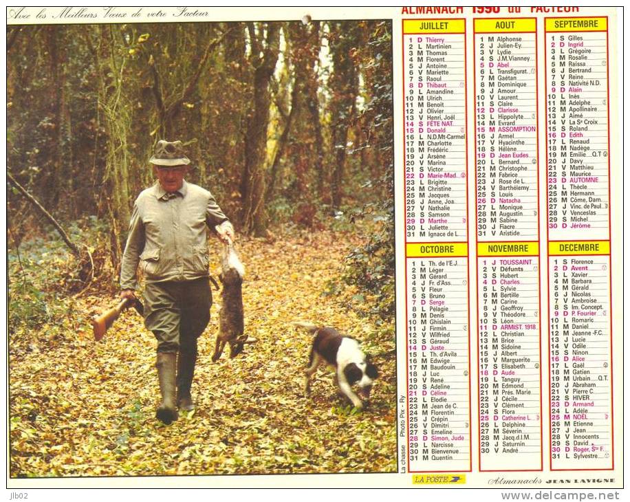 Calendrier - Almanach 1990 - La Chasse - Pêche En Eau Vive - Département De La Marne - Groot Formaat: 1981-90