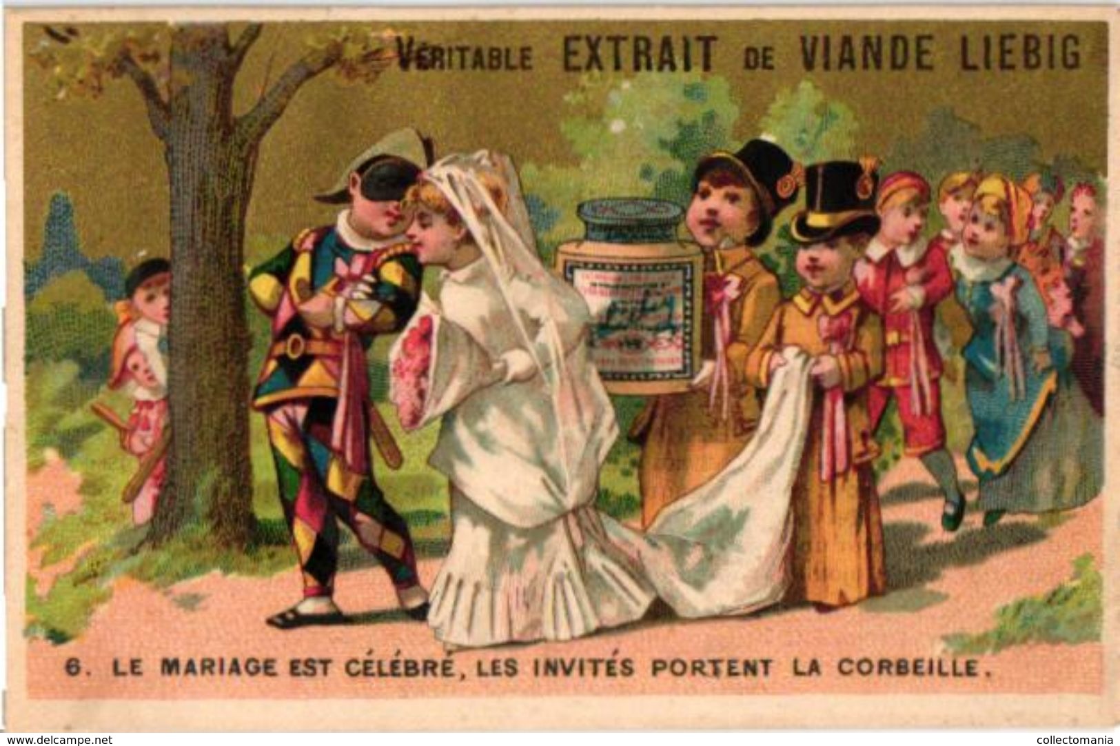 0119 Mariage de Colombine Harlekijn, Arlechino, Pierrot LIEBIG complete set 119 litho chromos 6 cards