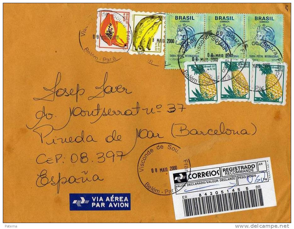 Carta,  Aérea Y Certificada Del Brasil A Barcelona 2000 - Storia Postale