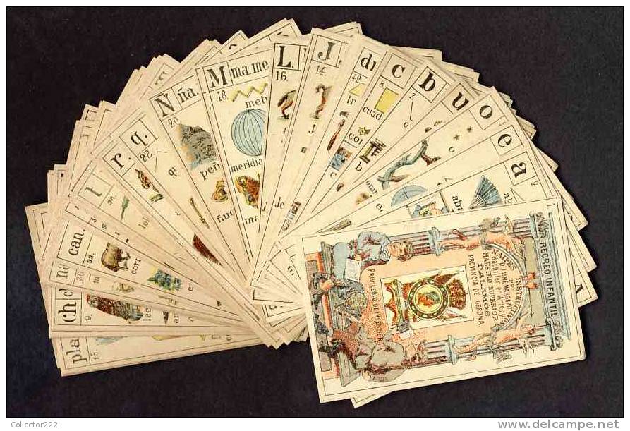 Jeu Complet De 48 Cartes RECREO INFANTIL De PALAMOS En Catalogne. 1888 (Ref.67859) - Autres & Non Classés