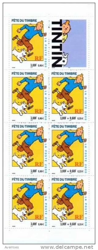 Fête Du Timbre Illustrée Par Tintin, Personnage D'Hergé -  2000 -  - Yvert N° BC3305 - Dag Van De Postzegel