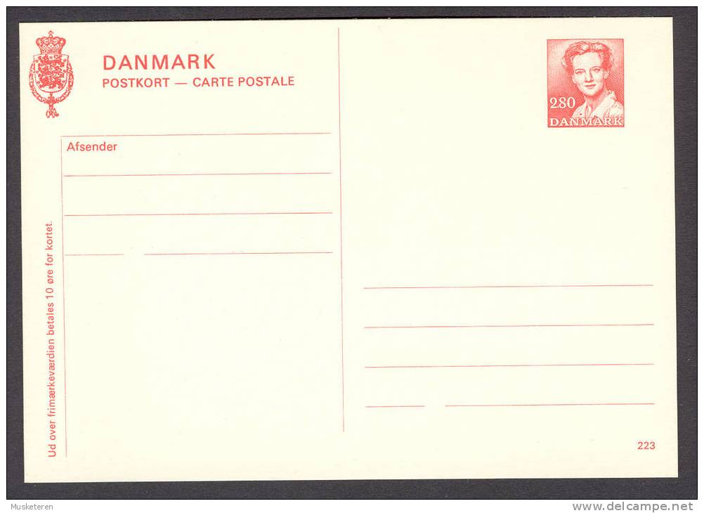 Denmark Postal Stationery Ganzsache Entier 2.80 Kr Königin Margrethe II. (223) - Ganzsachen