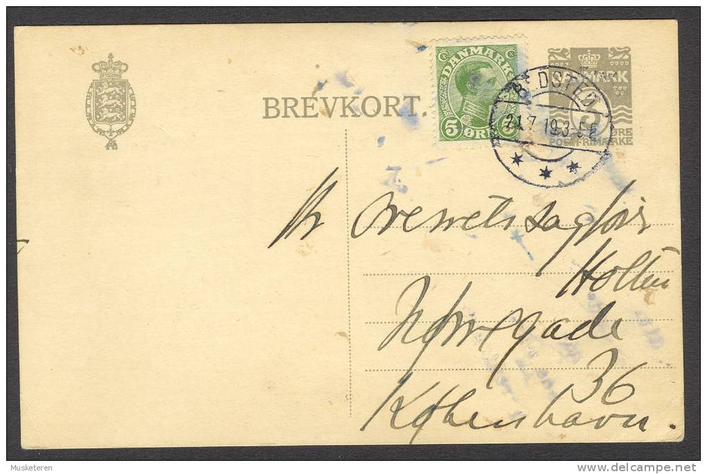 Denmark King Christian X Upfranked Stationery Used BEDSTED 21.7.(19)19 !!! - Interi Postali