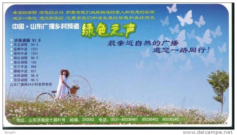 #P3# Cycling Bike Bicycle Butterfly Insect  SHandong Radio Station  Advertising Pre-stamped Card - Vélo