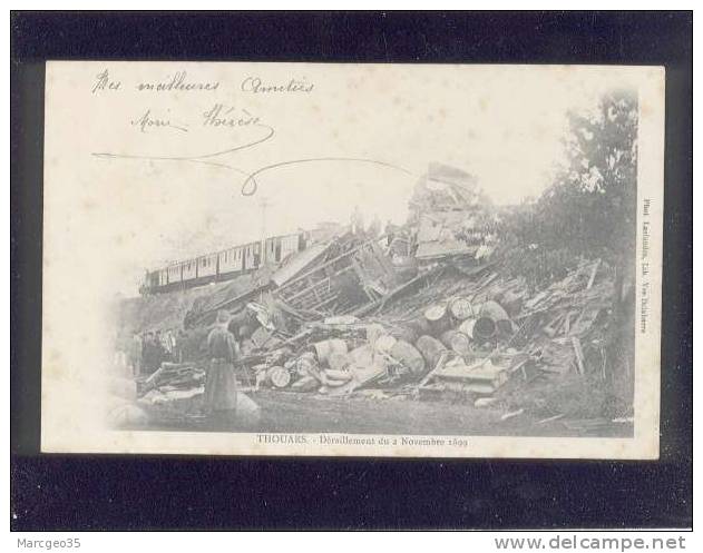 Thouars Déraillement Du 2 Nov.1899 édit.laslandes , Delabarre Chemin De Fer Train Belle Carte - Thouars