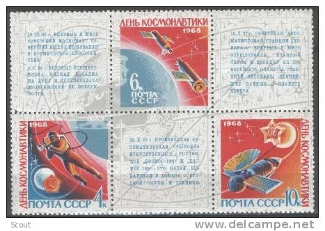 RUSSIA – URSS - RUSSIE - 1968 - COSMONAUTICA - YT 3351/3353 ** - Rusland En USSR