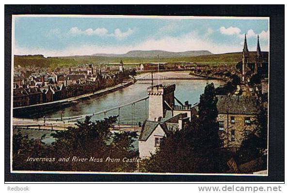 Early Real Photo Coloured Postcard Inverness & River Ness From Castle Scotland - Ref 274 - Inverness-shire