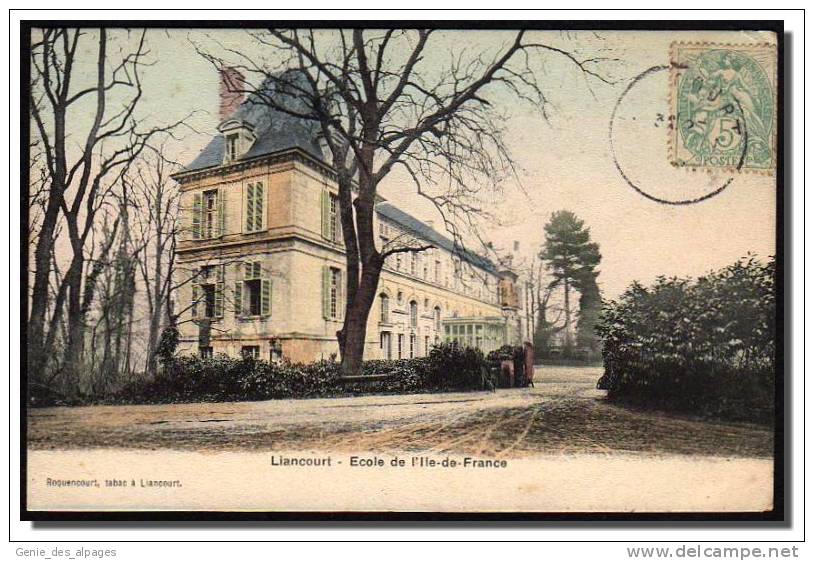 60 LIANCOURT, Ecole De L´Ile De France, CPA Colorisée, Ed Roquencourt, Simi Aquarelle A Breger, Voyagé En 1906, - Liancourt