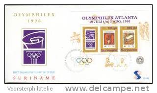 REP. SURINAME 1996 ZBL FDC E195 OLYMPISCHE SPELEN OLYMPICS OLYMPIQUE ATALANTA - Sommer 1996: Atlanta