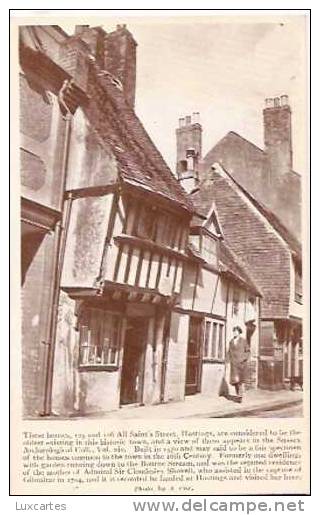 THESE HOUSES ,125 AND 126 ALL SAINT´S STREET .HASTINGS. ARE CONSIDERED TO BE THE OLDEST EXISTING IN THIS HISTORIC TOWN.. - Hastings