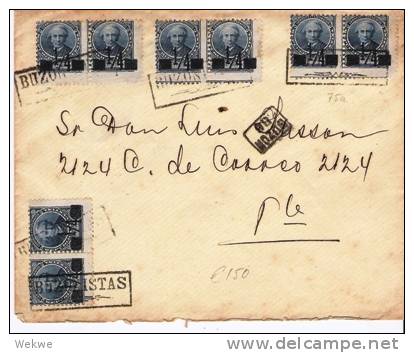 Ar006a/  Argentinien. J.B.Alberdi, Neuer Wert (schwarz/black) 1890 (4 Paare) Mit Briefträgerstempel Entwertet - Storia Postale