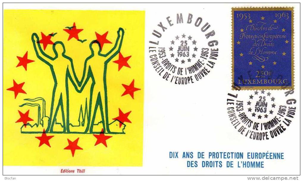 10 Jahre Europäische Konvention Der UNO - Menschenrechte Luxemburg 679 + FDC 1€ - UNO