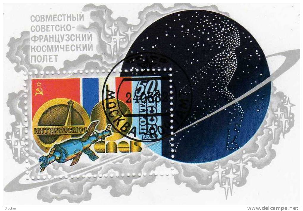 Gemeinsamer Raumflug Frankreich Und Sowjetunion 5190/3 + Block 156 O 4€ - Europa