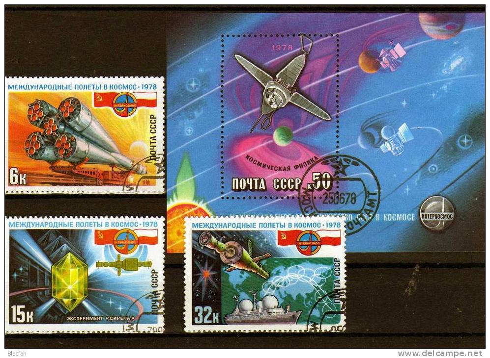 Interkosmos Gemeinsamer Raumflug 1978 Polen Und Sowjetunion 4734/7+Block 129 O 2€ Bloque M/s Space Sheet Bf USSR CCCP SU - Europa