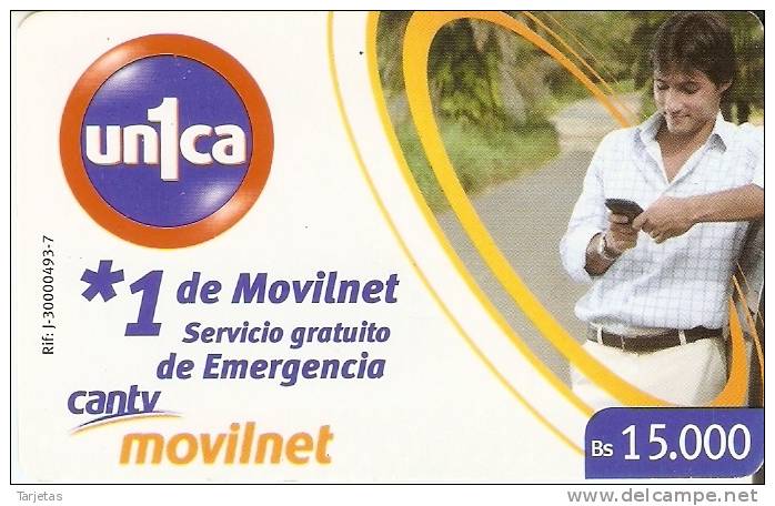 TARJETA DE UNICA DE VENEZUELA  1 MOVILNET CHICO CON MOVIL - Venezuela