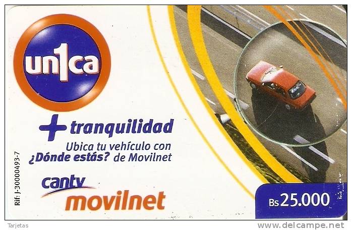 TARJETA DE UNICA DE VENEZUELA  DE MOVILNET + TRANQUILIDAD (COCHE-CAR) - Venezuela