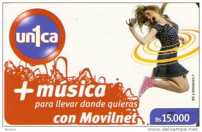 TARJETA DE UNICA DE VENEZUELA  DE MOVILNET + MUSICA  CHICA  BAILANDO - Venezuela