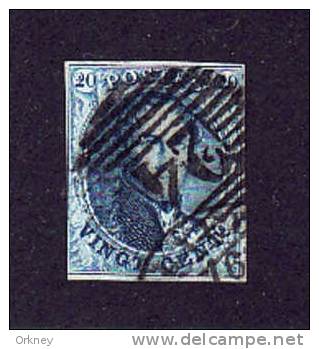 ° 24  20c Blauw Ingelmunster Lijnafstempeling Ongetand - 1849-1865 Medallones (Otros)
