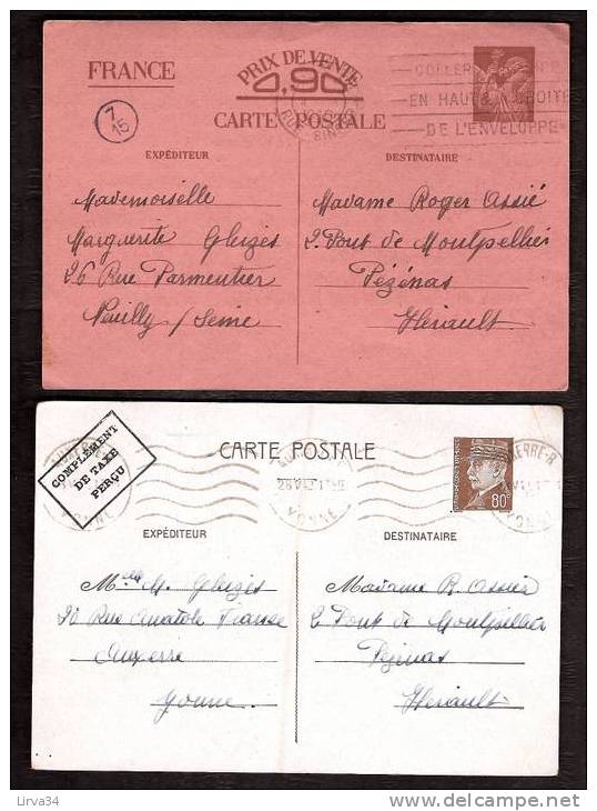 LOT DE 4 ENTIERS POSTAUX :   3 CARTES POUR PRISONNIERS OU FAMILLE - Lots Et Collections : Entiers Et PAP