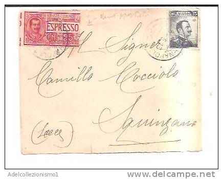 14335)lettera Con 15c Michetti + 25c Espresso(varietà Dendellatura) Da Napoli A Squinzano Il 2-3-1913 - Marcophilia