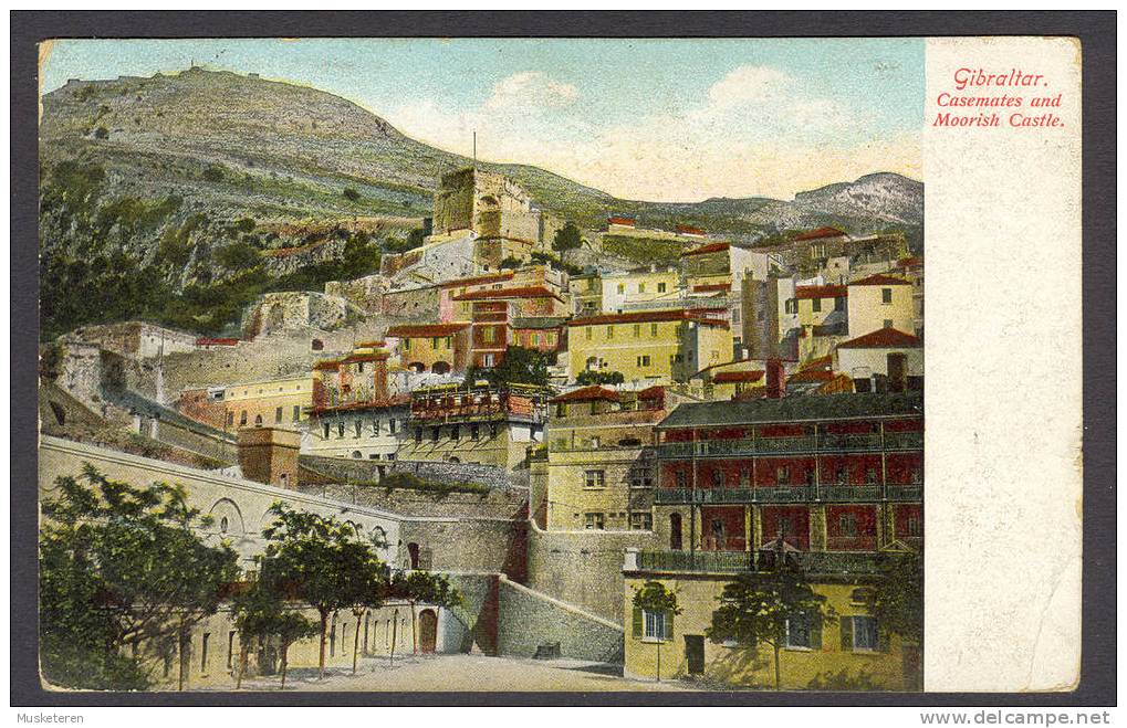 United Kingdom PPC Gibraltar Casemates & Moorish Castle Sent To Denmark (2 Scans) - Gibilterra