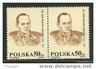 POLAND 1989 GEN.KORCZYNSKI  PAIR  MNH - Nuevos