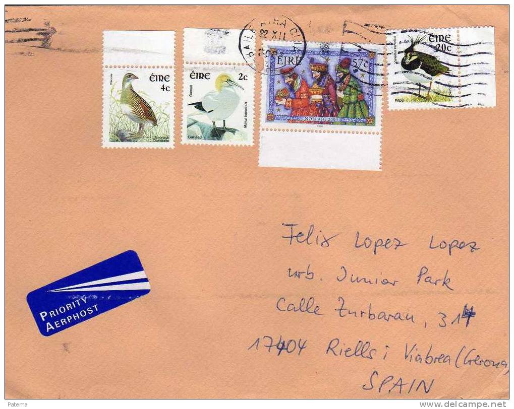 Carta,  Aérea De Irlanda A España,  2003 Cover, Letter - Poste Aérienne