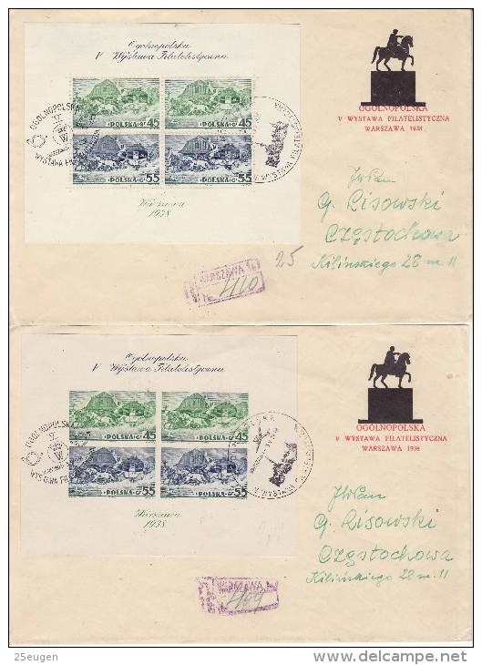 POLAND 1938 MICHEL No: Bl.5A ,5B  FDC R-covers - Cartas & Documentos