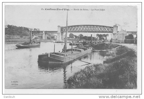 78 // CONFLANS FIN D OISE, Bords De Seine, Le Pont Eiffel, ANIMEE / PENICHES - Conflans Saint Honorine