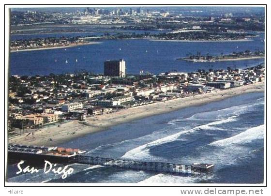 Cpm SAN DIEGO 256 Aerial View Of Pacific Beach Mission Bay And San Diego Skyline - San Diego