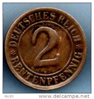 Allemagne 2 Pfennig 1923 G Ttb - 2 Renten- & 2 Reichspfennig