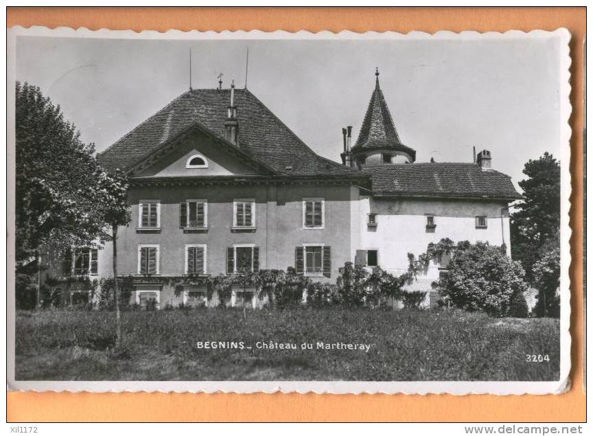 D637, Begnins Château Du Martherey. Tampons 1948 De Begnins Et Neuchâtel. Ed. Cornaz Begnins. - Begnins