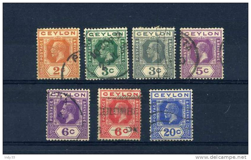 - ENSEMBLE DE TIMBRES DE CEYLAN . GEORGE V . OBLITERES - Ceylon (...-1947)