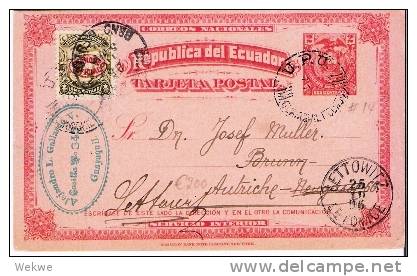 Ecu077/  ECUADOR - Guayaquil P 14 + Dienstmarke 1896, N. Mähren - Equateur