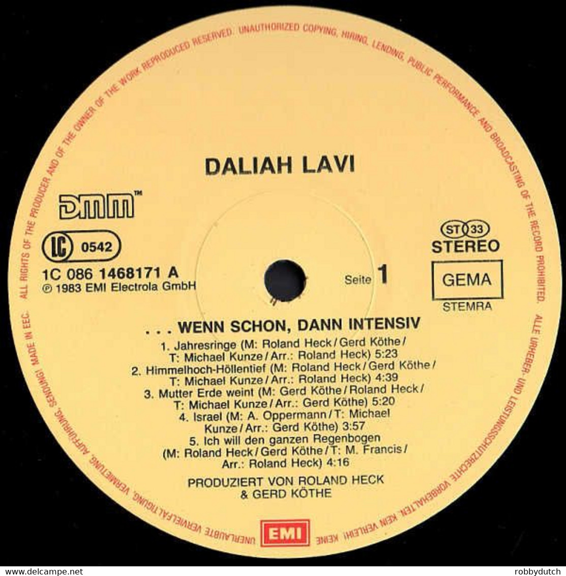 * LP * DALIAH LAVI - ...WENN SCHON DANN INTENSIV (1983 Ex-!!!) - Otros - Canción Alemana