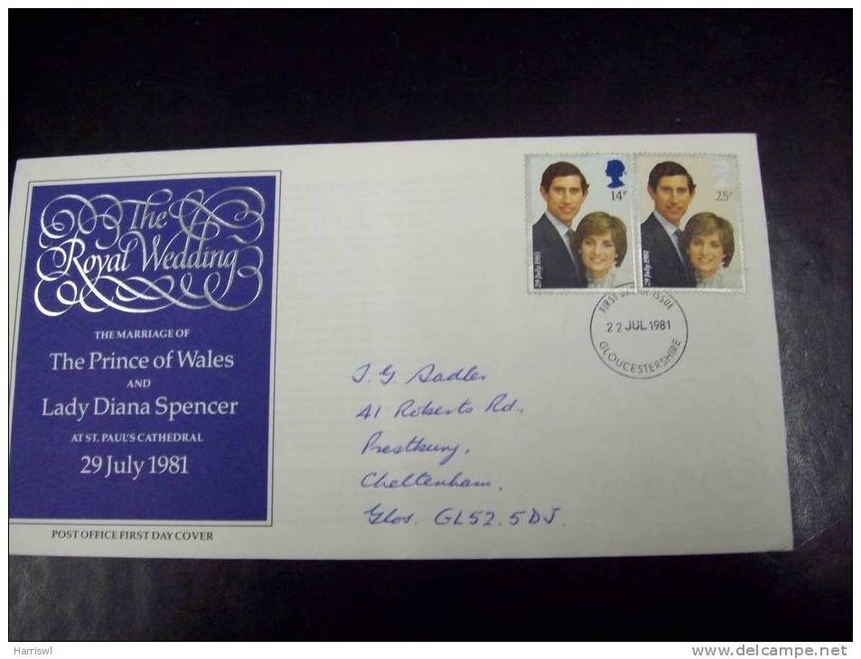 GB FDC 1981 ROYAL WEDDING PRINCE OF WALES AND LADY DIANA SPENCER - 1981-1990 Decimal Issues