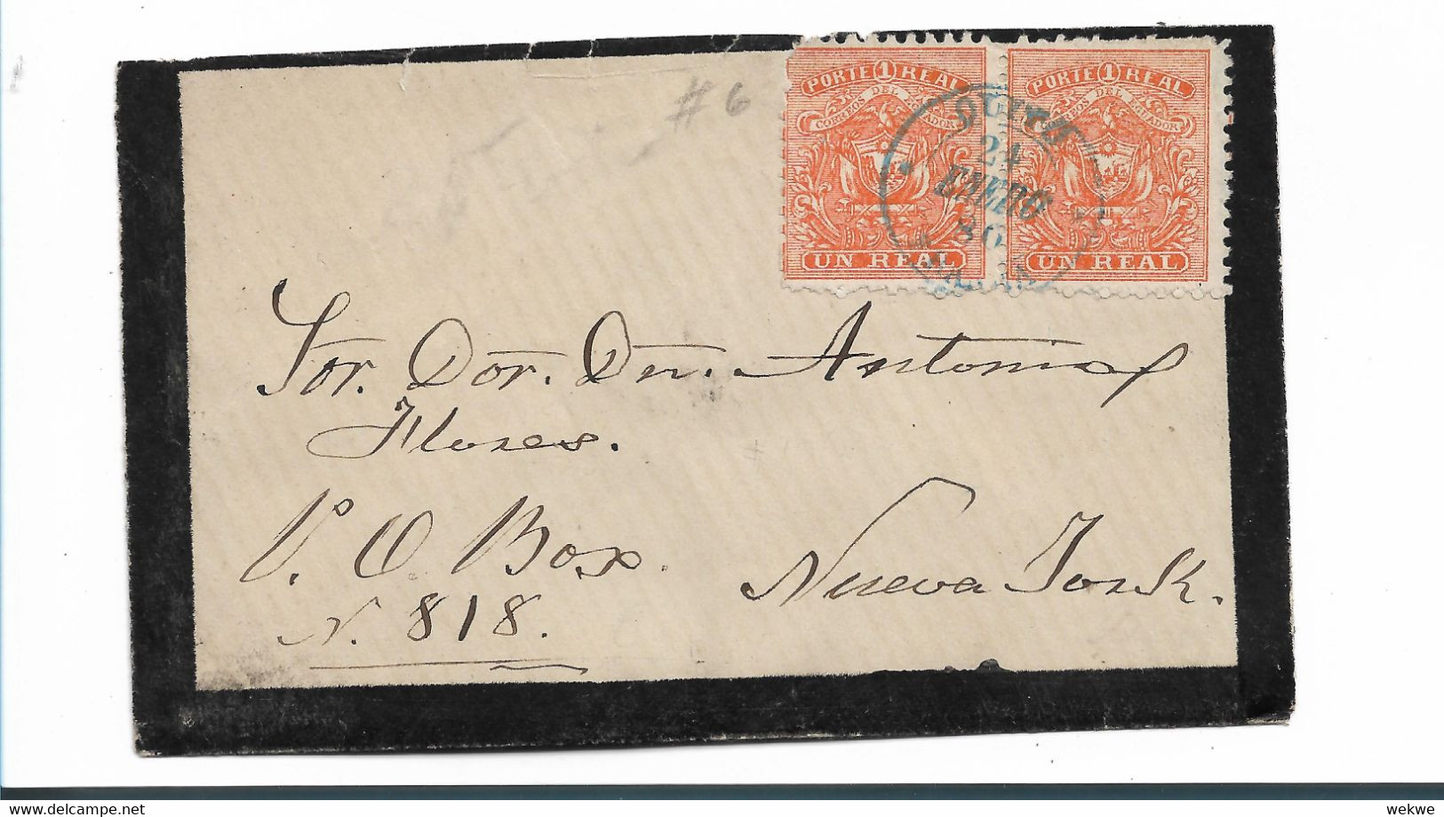 Ecu086/ ECUADOR - Quito 1880. Un Real Im Paar, Trauerbrief USA (cover, Letter, Lettre) - Ecuador