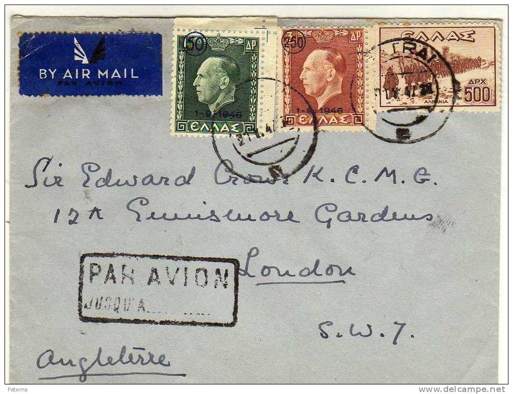 3244  Carta, Aérea De Grecia A Inglaterra, 1947, Cover, Letter - Covers & Documents