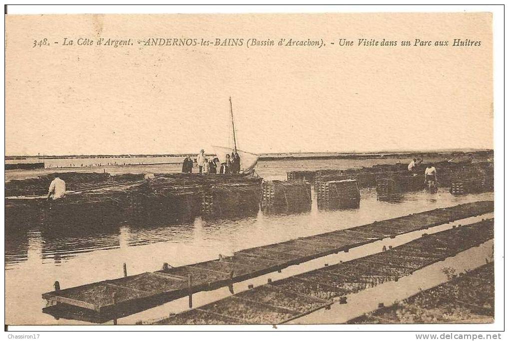 33 - ANDERNOS-les-BAINS  -  Une Visite Dans Les Parcs Aux Huîtres-  Animée  Des Pêcheurs Parlent Aux  Ostréiculteurs - Andernos-les-Bains