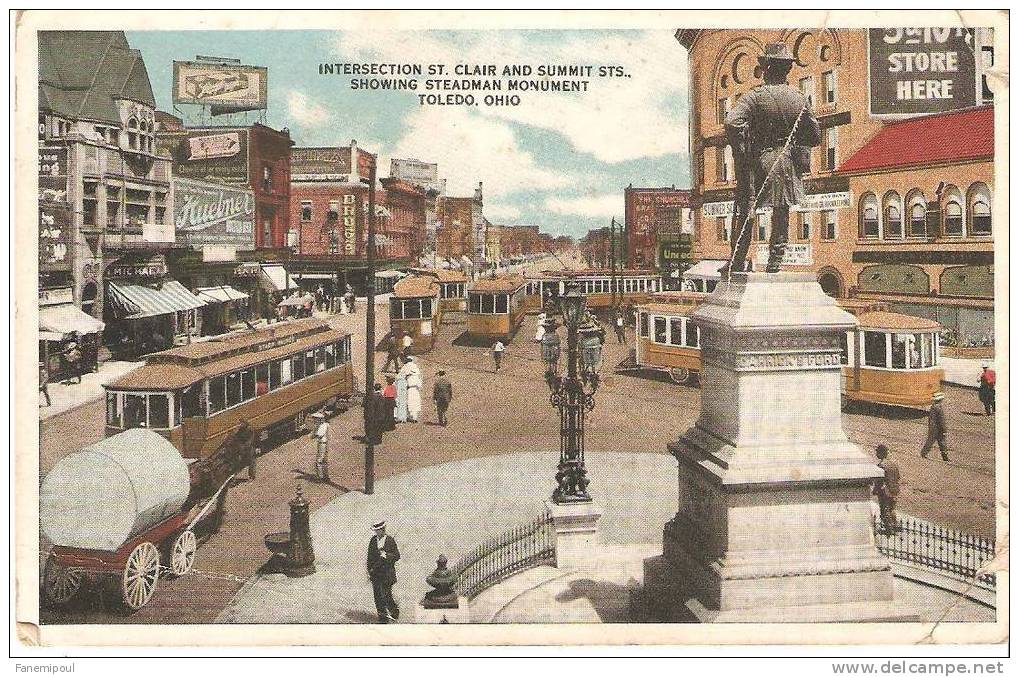 TOLEDO . Ohio. Intersection St-Clair And Summit Sts., Showing Steadman Monument - Toledo