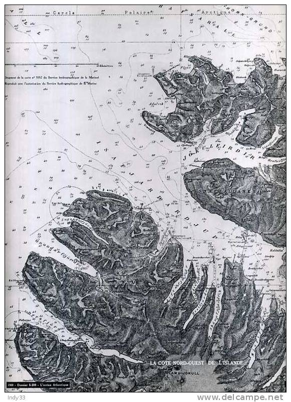 - LA CÔTE NORD-OUEST DE L´ SLANDE . CARTE DE 1960 - Nautical Charts