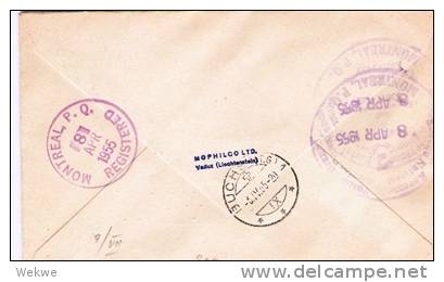 Lie078/ LIECHTENSTEIN -  Fürstenpaar, FDC Nach Canada 5.4.55, Express/Einschreiben - Covers & Documents