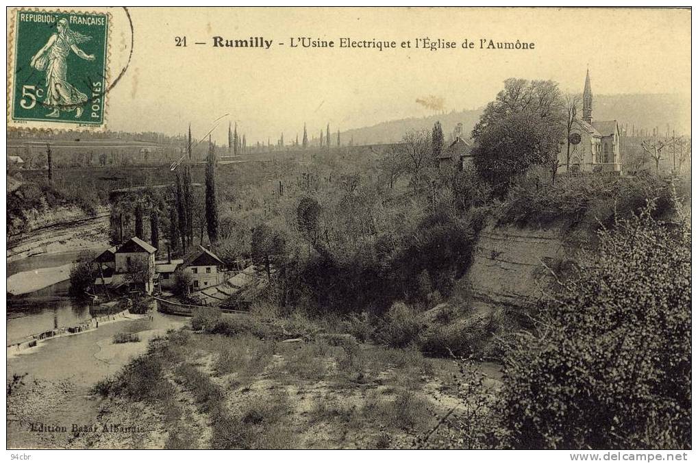 C PA (  74) RUMILLY    L Usine Electriqueet L Eglise De L Aumone - Rumilly