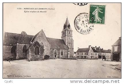 CARTE 1915 Marolles Les Braults - église Et Place Du Marché - Marolles-les-Braults