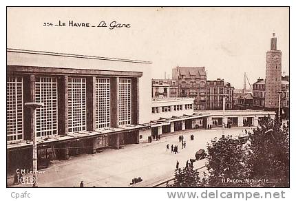 Cpa 1920 Sépia Le Havre - La Gare -architecte H . Pacon - Station