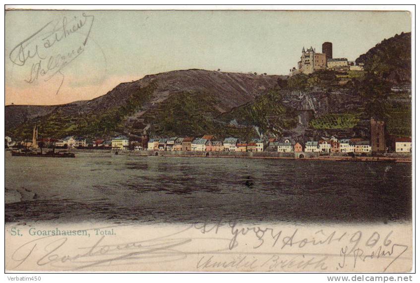 CPA..ALLEMAGNE..ST GOARSHAUSEN TOTAL..VOYAGEE 1906 VERS  Ste SUZANNE EN FRANCE - St. Goar