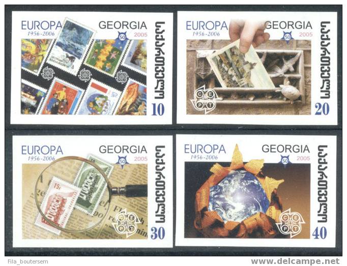 GEORGIE - GEORGIA : 02-2006 (**) Set 4v Perforated - 4v Imperforated - 4 Blocs : "50 Year Of 1st Europa Stamps" - 2006