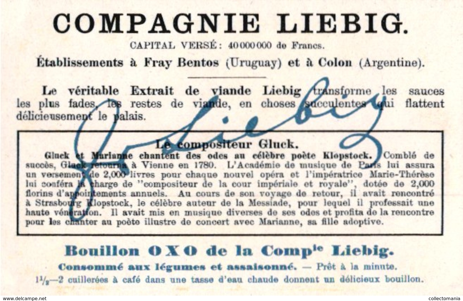 1114 Le Compositeur composer Gluck - MINT - als nieuw - wie neu - parfait état - chromo Litho music Liebig